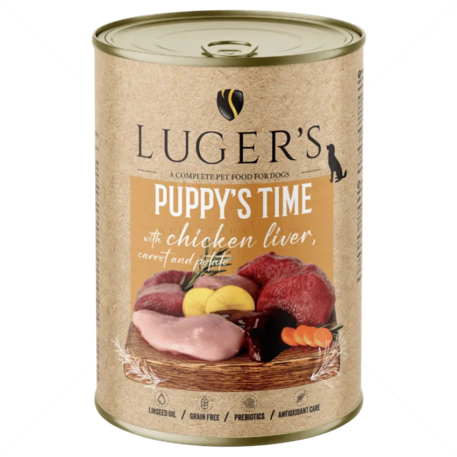Консерва с пилешки дробчета, морков и картоф 400 гр LUGERS Puppy's Time Chicken liver, carrot and potato