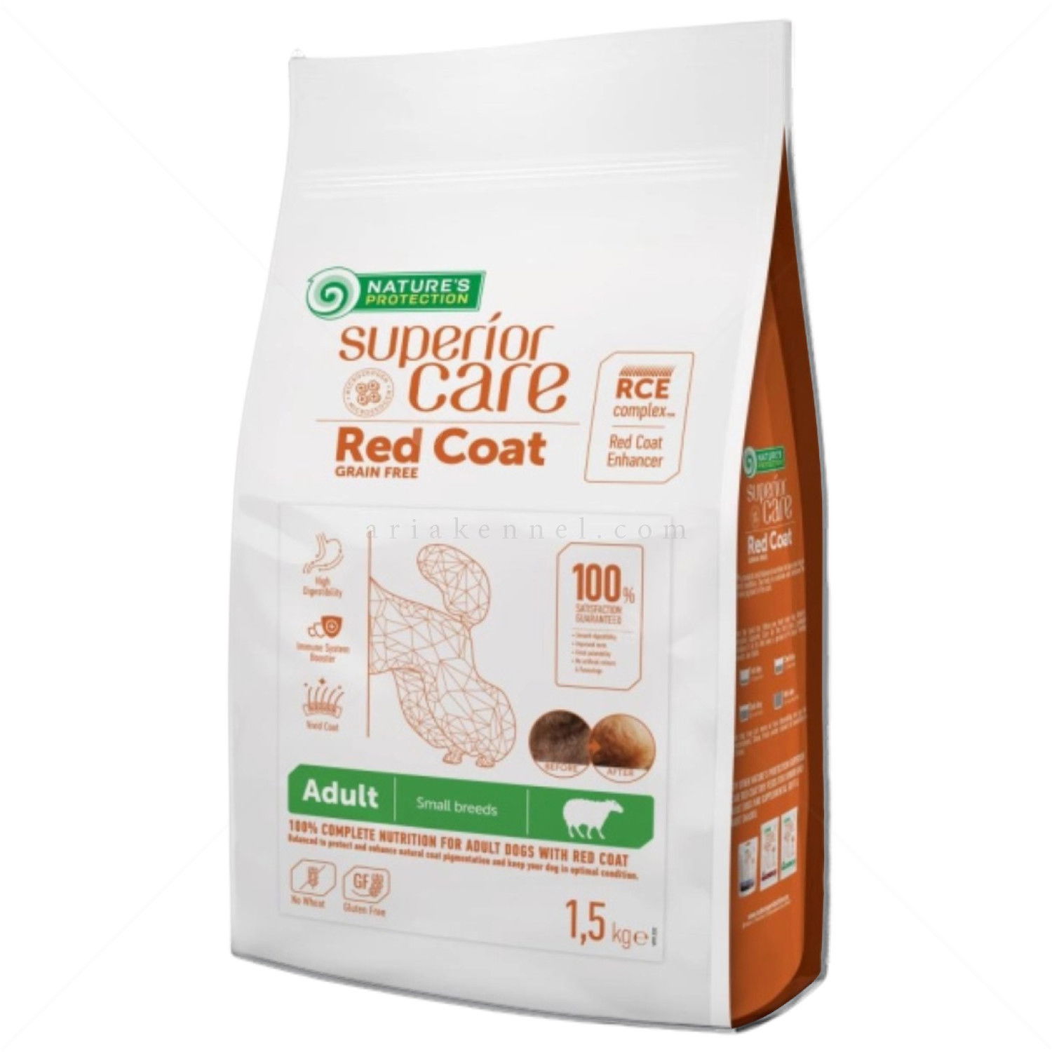 Храна за кучета с червена козина 1.5 кг NATURE'S PROTECTION Superior Care Red Coat Adult Small Breeds Lamb
