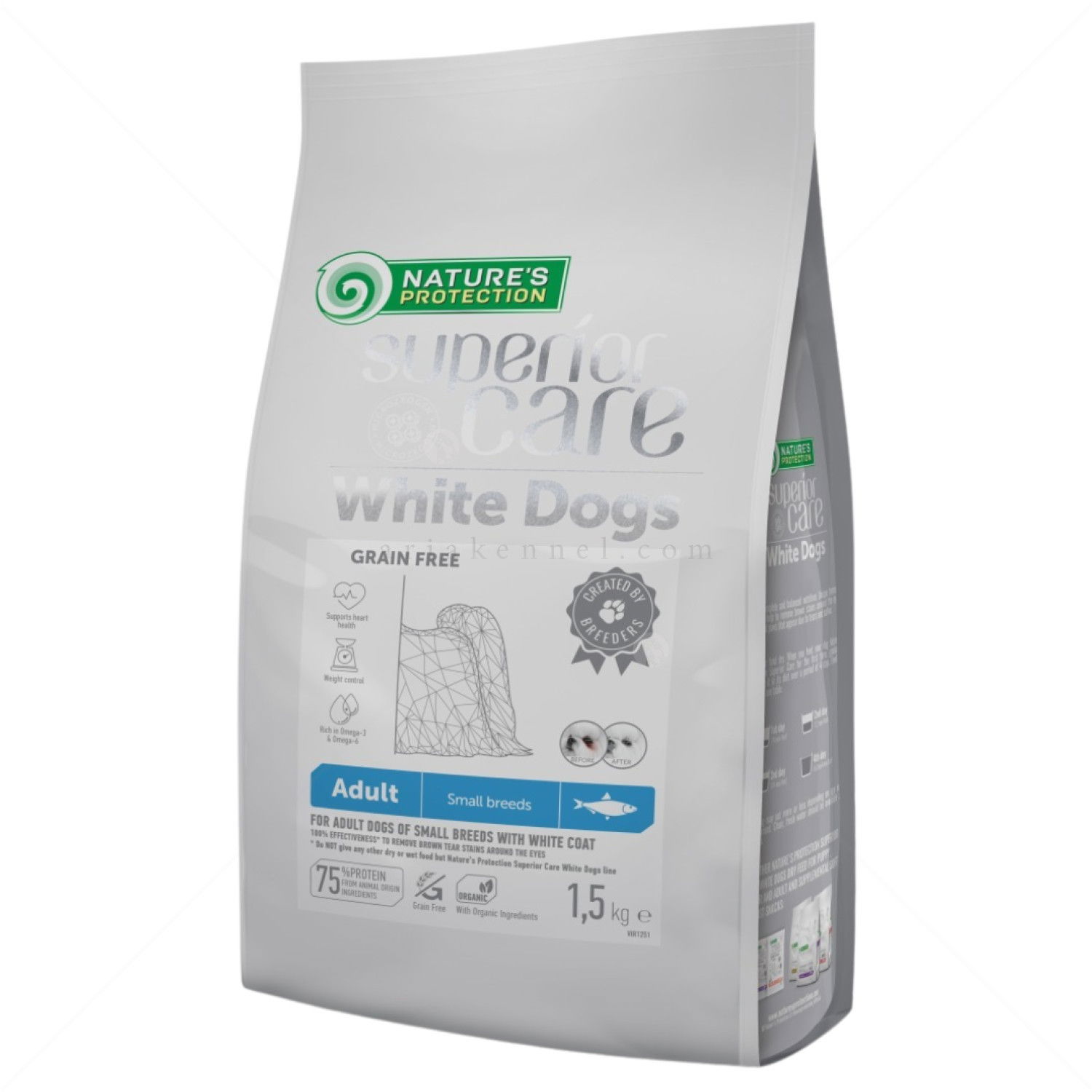 Храна за бели кучета 10 кг NATURE'S PROTECTION Superior Care White Dog Adult Small Breeds Herring