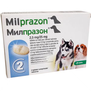 Таблетки за вътрешно обезпаразитяване и превенция на Дирофилариозата MILPRAZON 2.5 mg/ 25 mg