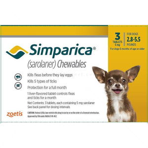 Таблетка за външно обезпаразитяване SIMPARICA 1x5 mg