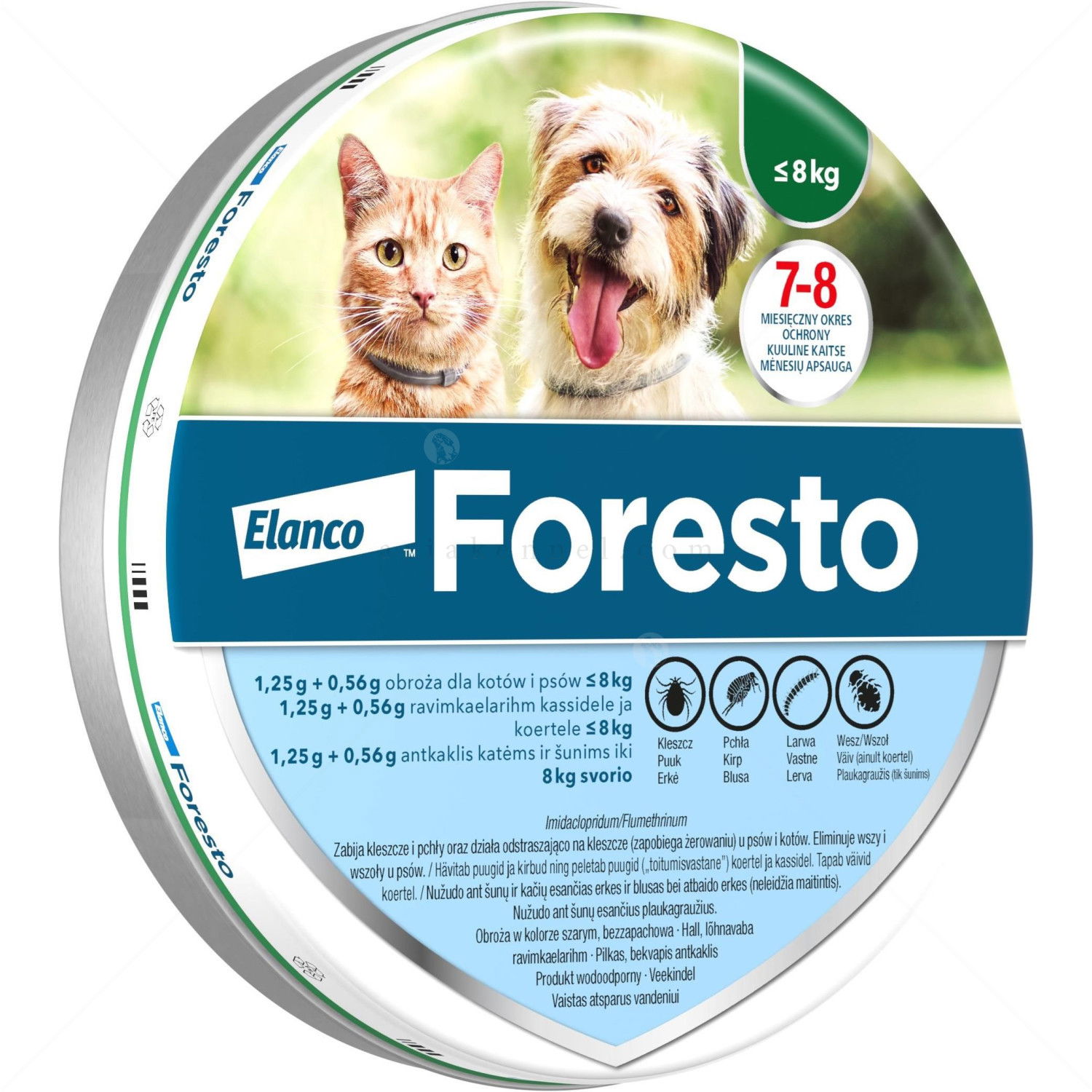 Противопаразитна каишка за куче и котка FORESTO 38 см