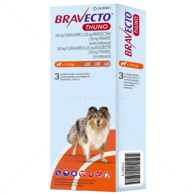 Комбинирани таблетки за вътрешно и външно обезпаразитяване BRAVECTO TriUNO 3x100 мг