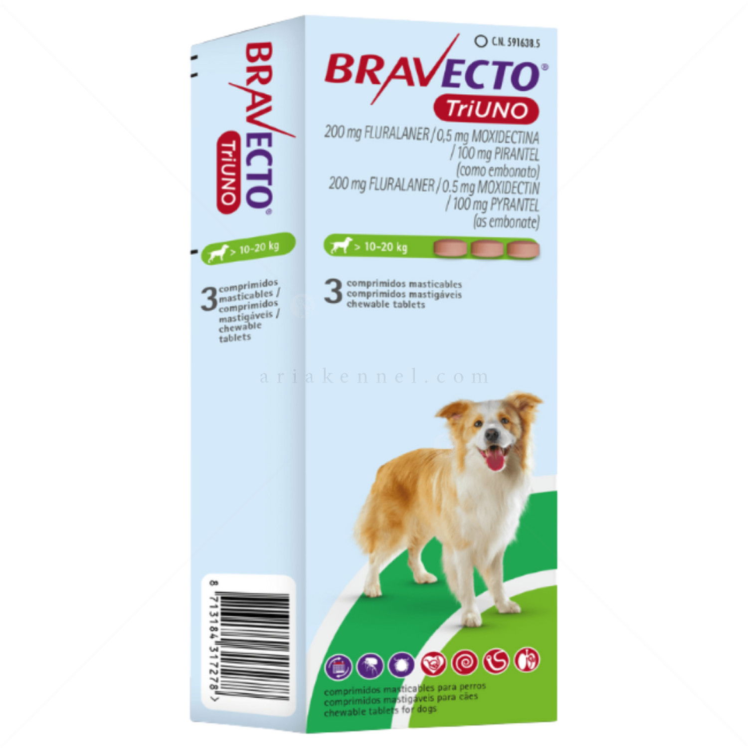 Комбинирани таблетки за вътрешно и външно обезпаразитяване BRAVECTO TriUNO 3x200 мг