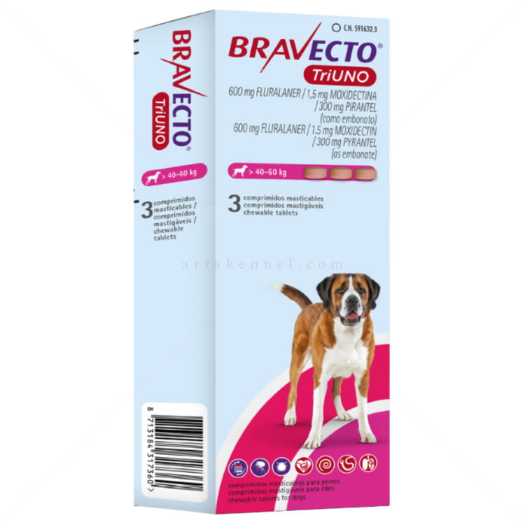 Комбинирана таблетка за вътрешно и външно обезпаразитяване BRAVECTO TriUNO 1x600 мг
