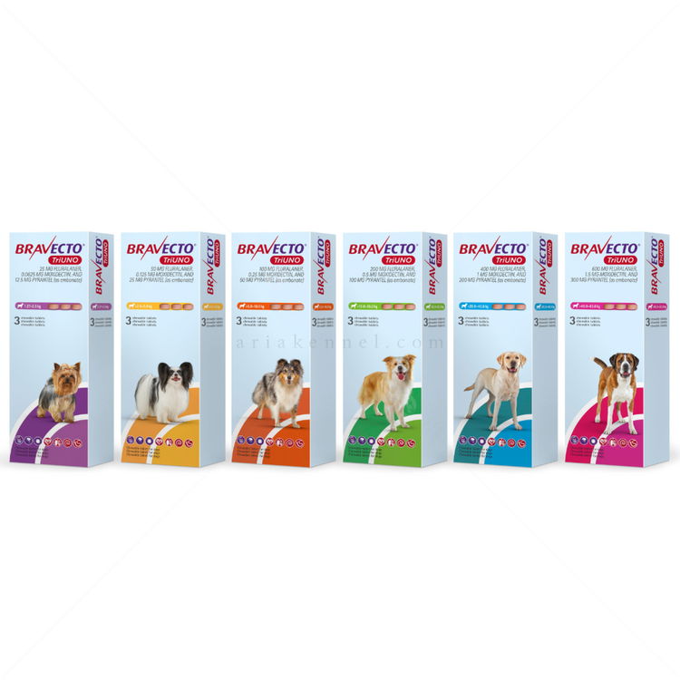 Комбинирани таблетки за вътрешно и външно обезпаразитяване BRAVECTO TriUNO 3x600 мг