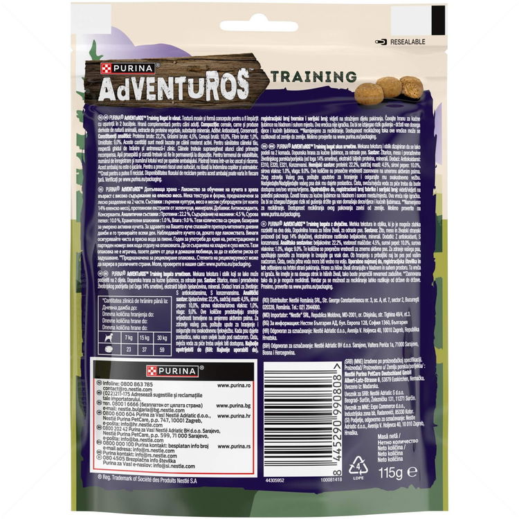 Тренировъчни хапки с вкус на еленско месо 115 гр ADVENTUROS