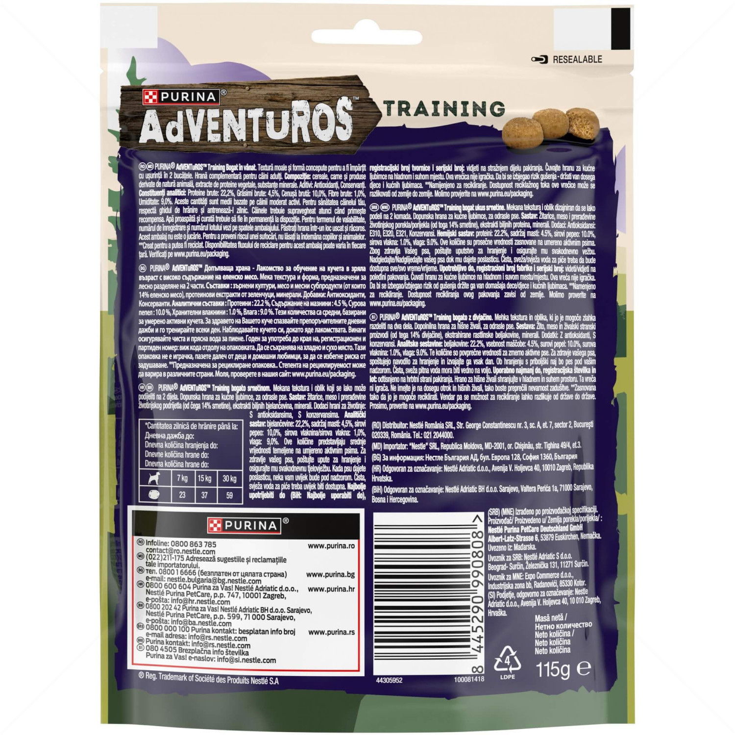 Тренировъчни хапки с вкус на еленско месо 115 гр ADVENTUROS