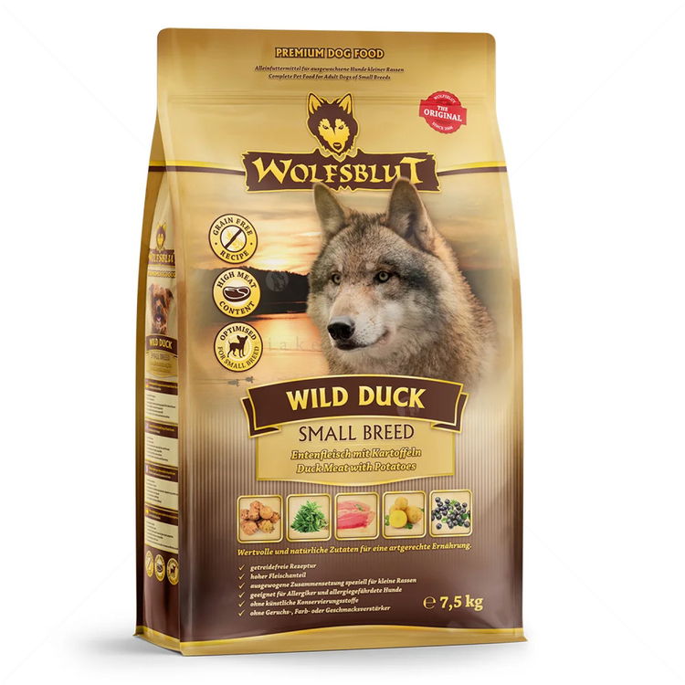 WOLFSBLUT Adult Small Breed Wild Duck 7.5 кг с дива патица и картофи за дребни породи кучета