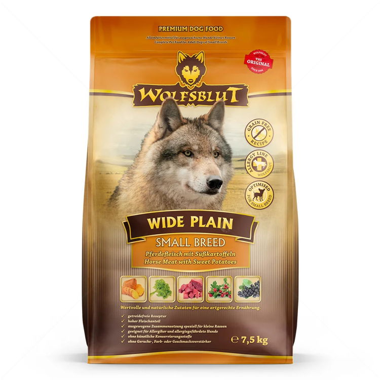 WOLFSBLUT Adult Small Breed Wide Plain 7.5 кг с конско месо и сладък картоф за дребни породи кучета