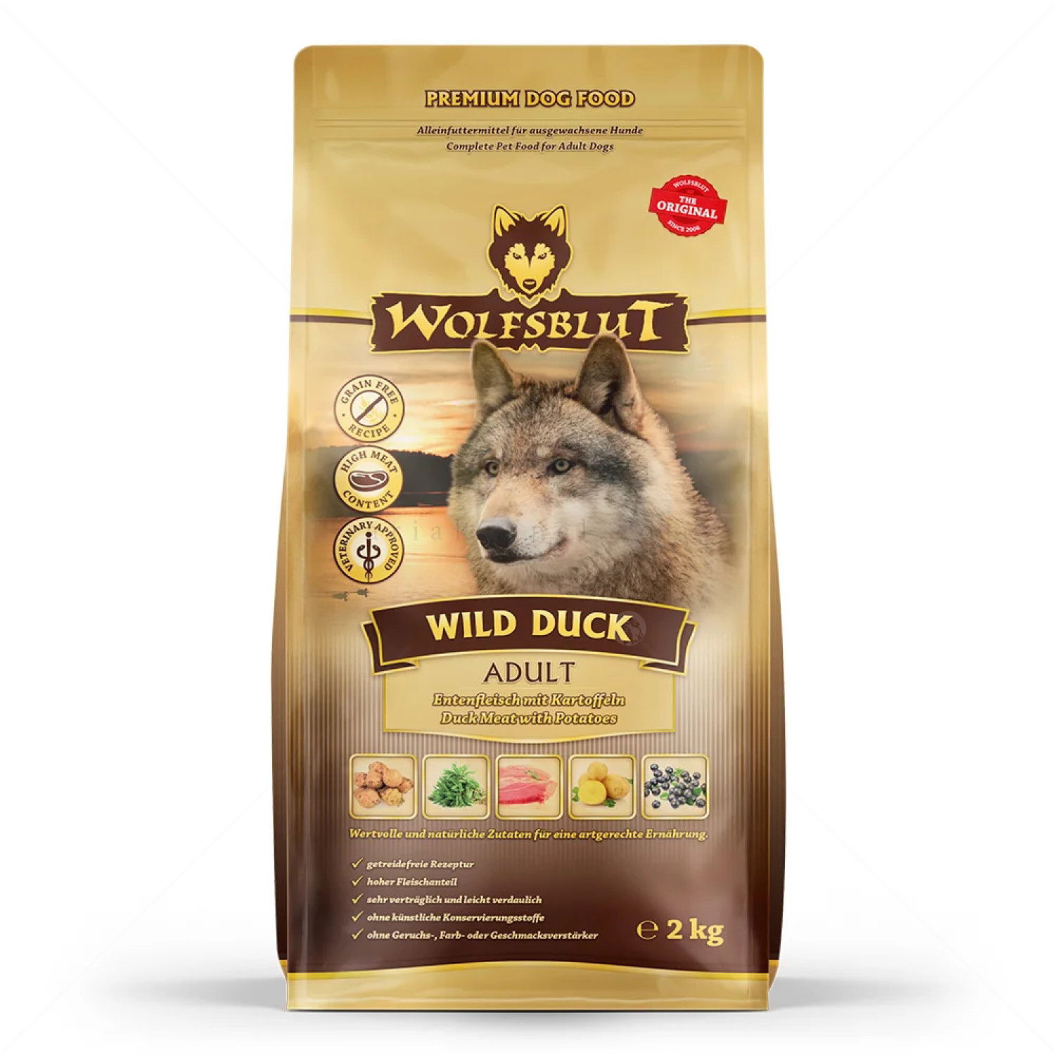 WOLFSBLUT Adult Wild Duck 2 кг с дива патица и картофи за всички породи кучета
