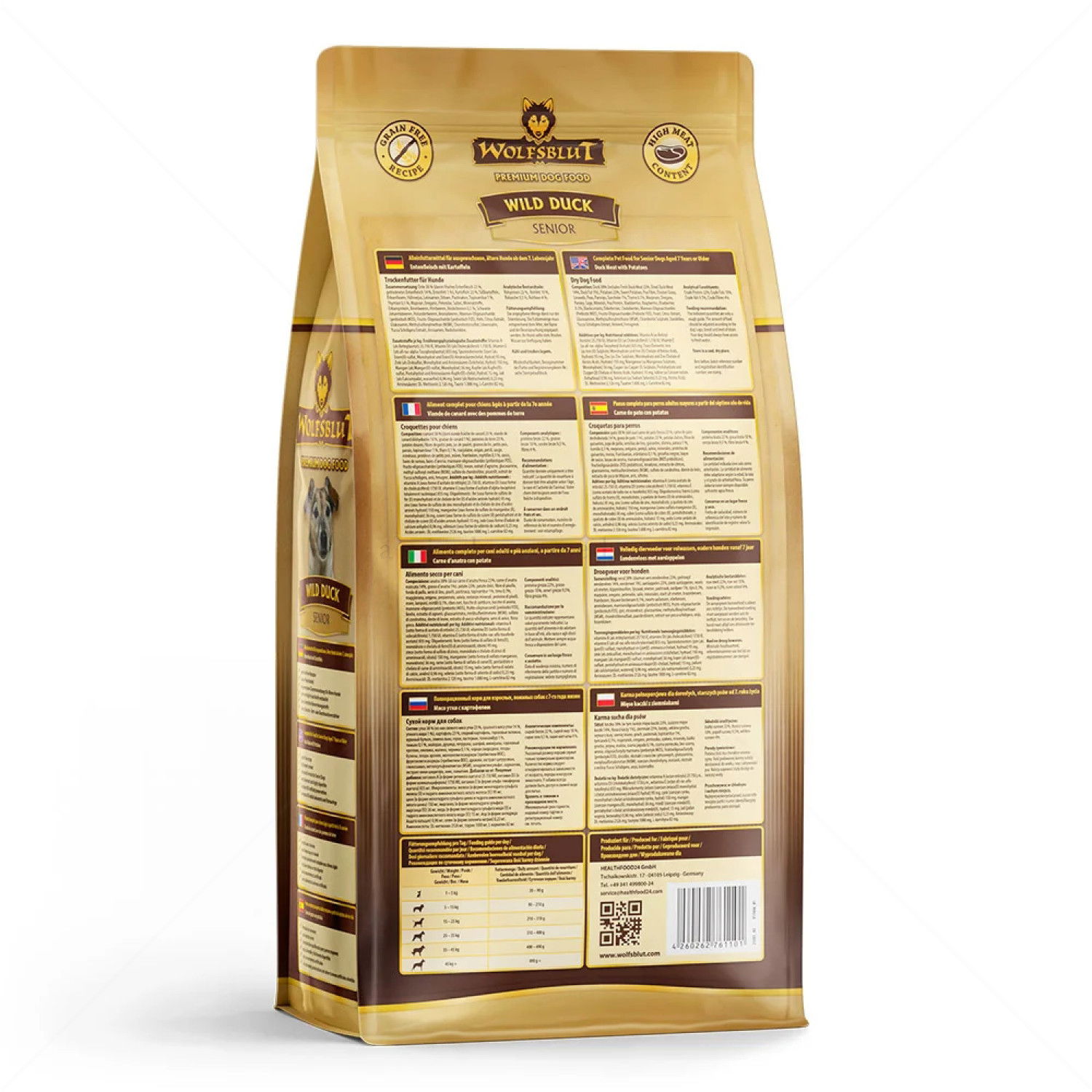 WOLFSBLUT Senior Wild Duck 2 кг с дива патица и картофи за всички породи кучета