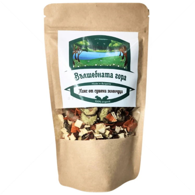 Микс от сушени зеленчуци 100 гр ВЪЛШЕБНАТА ГОРА - натурална храна за зайци, морски свинчета и други малки животни