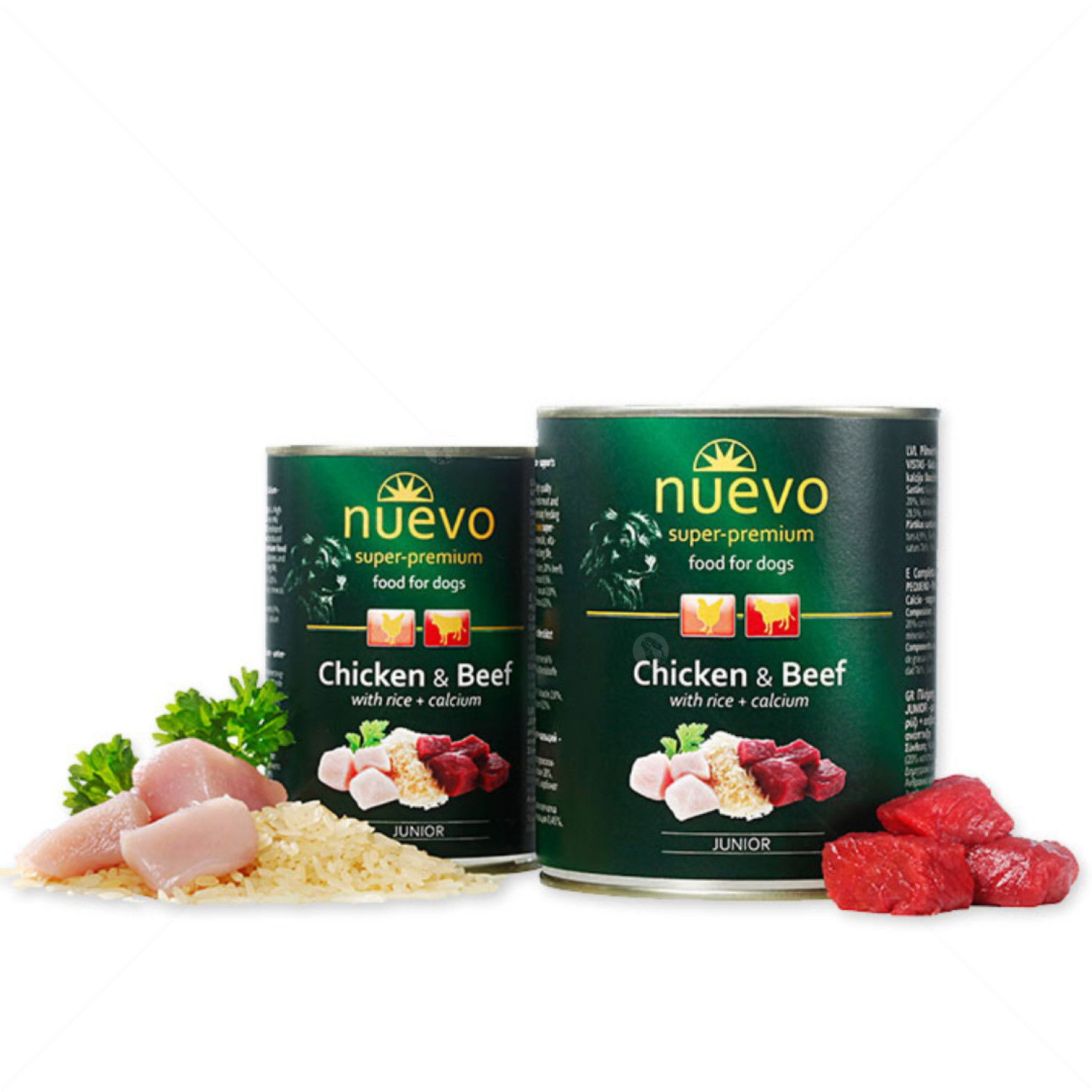 Консерва за малки кученца 800 гр NUEVO Junior Chicken, Beef, Rice & Calcium