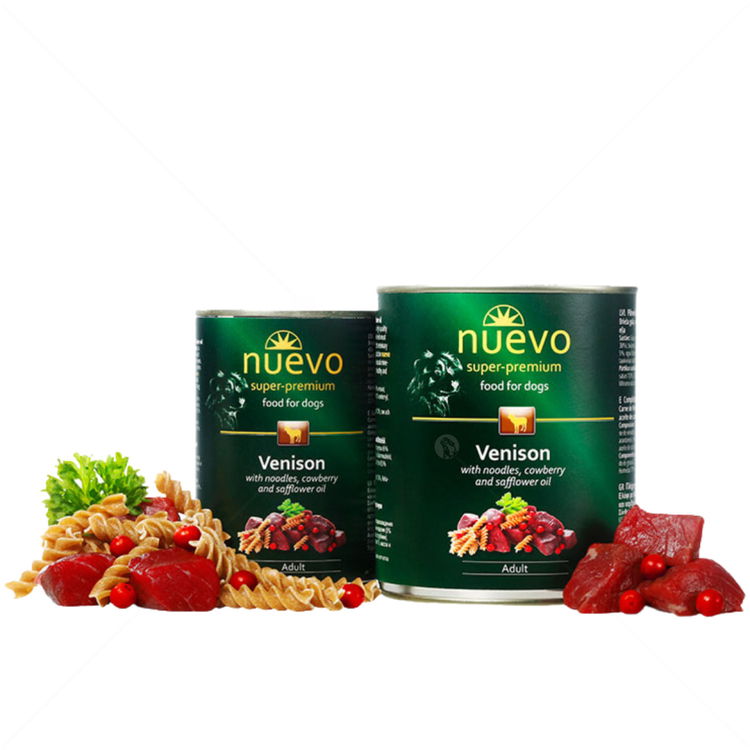 Консерва за кучета 800 гр NUEVO Adult Venison with noodles & cowberry
