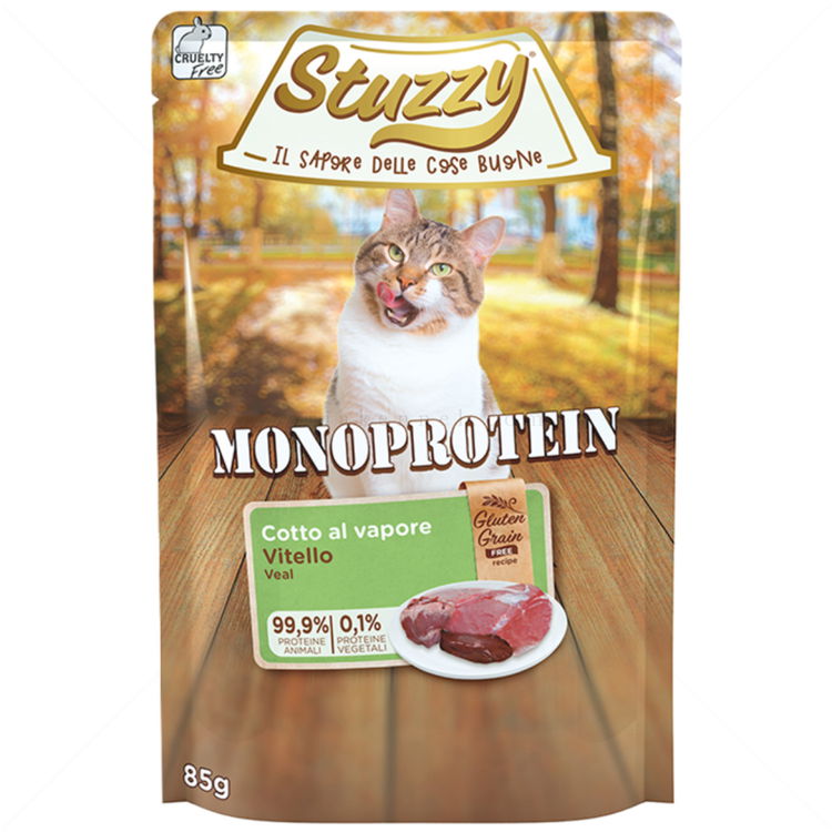 Монопротеинов пауч за котки без зърно 85 гр STUZZY Cat Grain Free Monoprotein Pouch Adult Veal