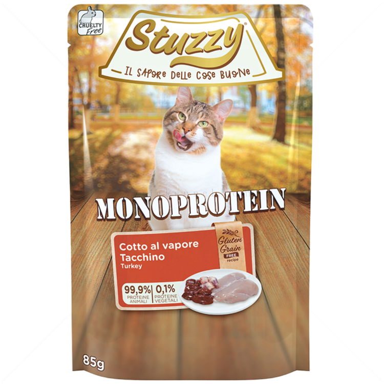 Монопротеинов пауч за котки без зърно 85 гр STUZZY Cat Grain Free Monoprotein Pouch Adult Turkey
