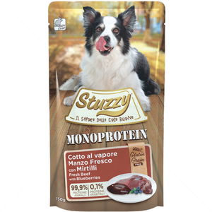 Монопротеинов пауч за кучета без зърно 150 гр STUZZY Dog Grain Free Monoprotein Pouch Adult Beef with blueberry