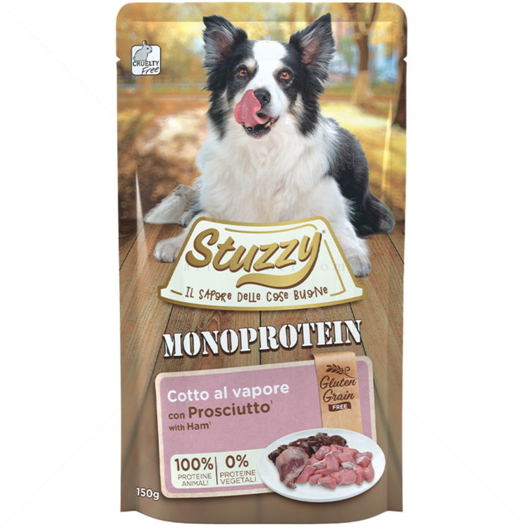 Монопротеинов пауч за кучета без зърно 150 гр STUZZY Dog Grain Free Monoprotein Pouch Adult Ham
