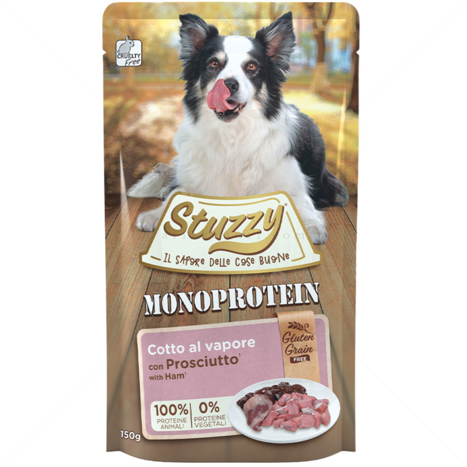 Монопротеинов пауч за кучета без зърно 150 гр STUZZY Dog Grain Free Monoprotein Pouch Adult Ham