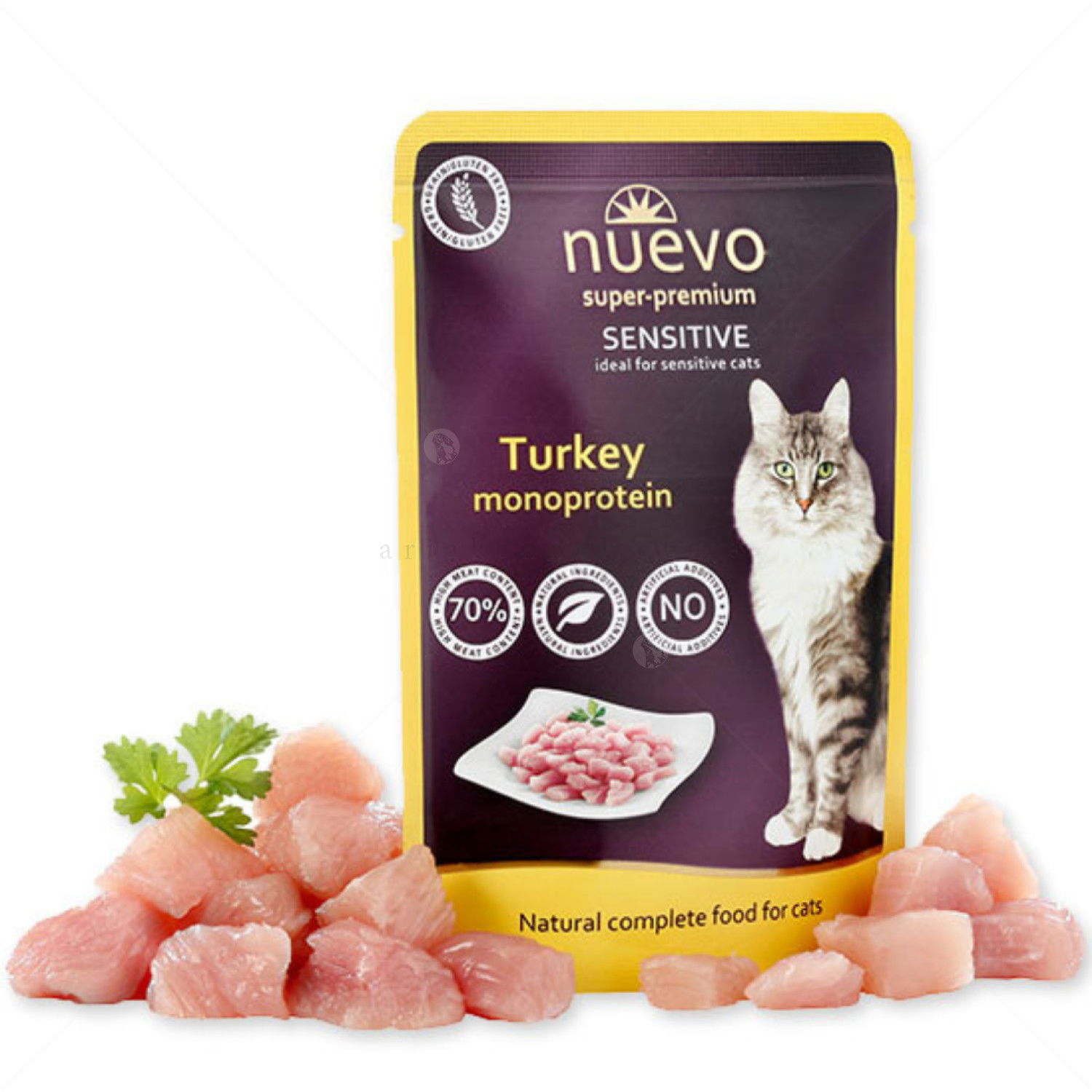 Пауч за котки с чувствителен стомах 85 гр NUEVO Sensitive Pouch Adult Turkey