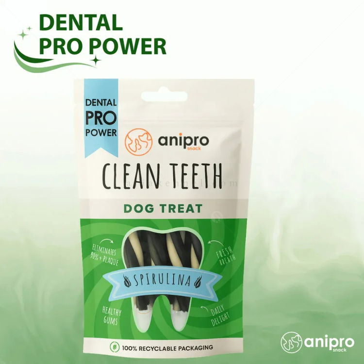 Усукани трицветни солети със спирулина ANIPRO Dental Pro Power Twisted dental sticks with spirulina, 84 гр