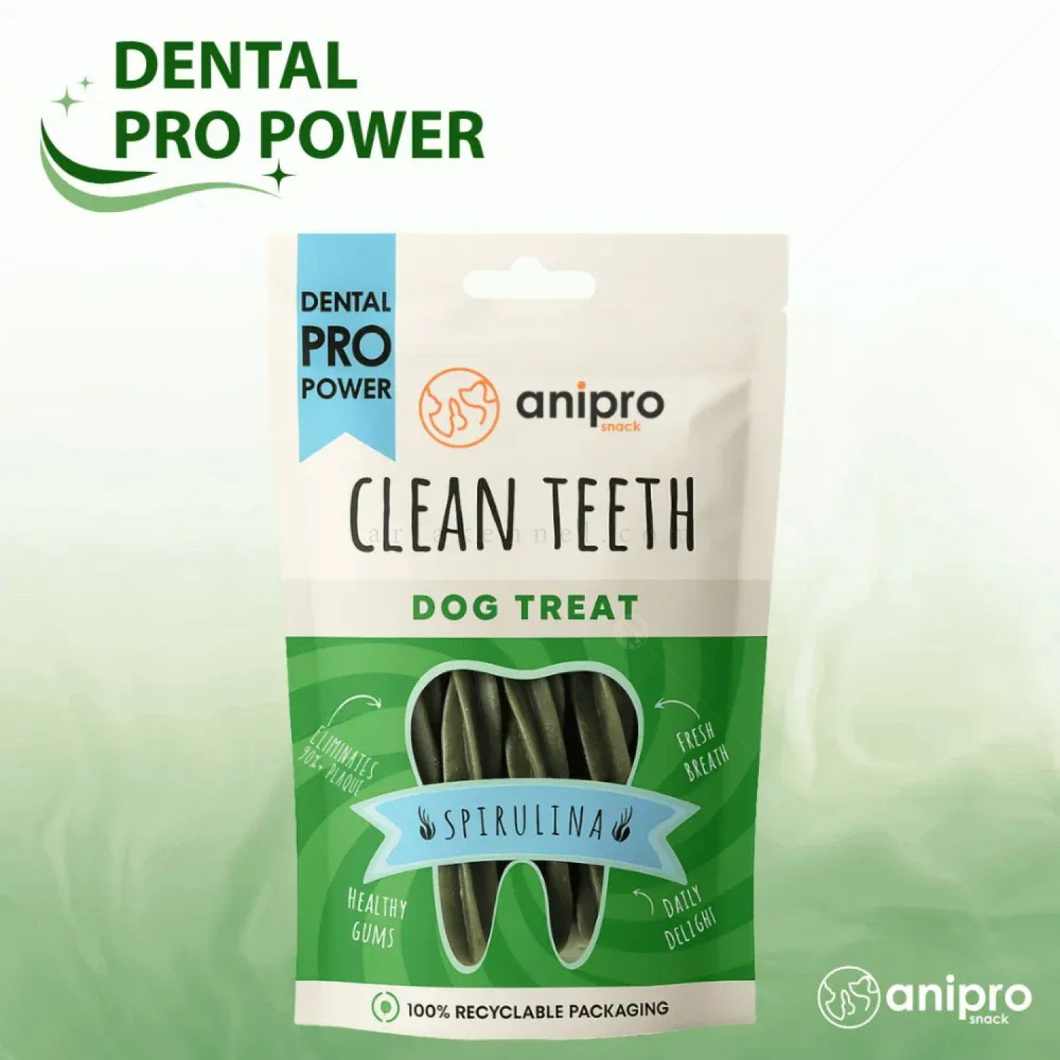 Дентални пръчки със спирулина ANIPRO Dental Pro Power Fusilli with spirulina, 84 гр