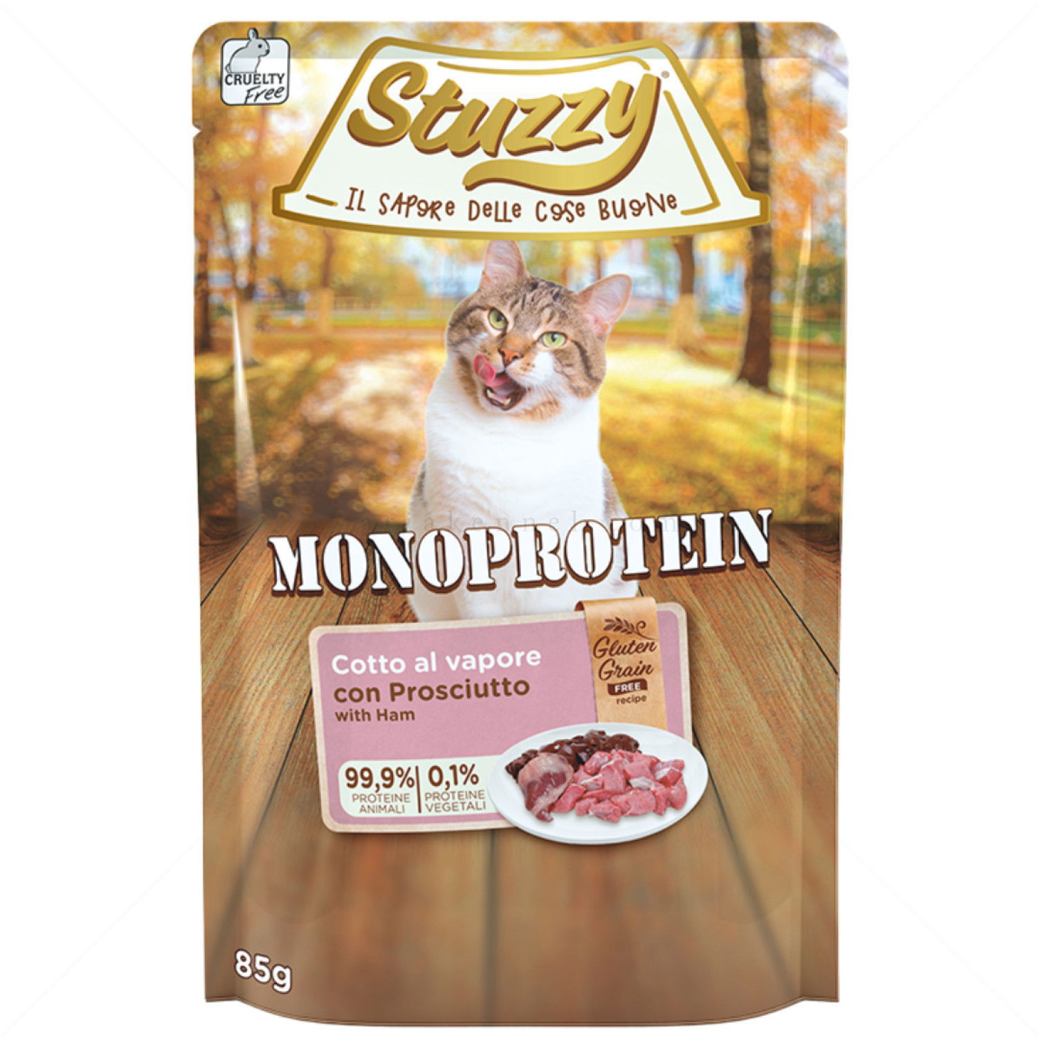 Монопротеинов пауч за котки без зърно 85 гр STUZZY Cat Grain Free Monoprotein Pouch Adult Ham