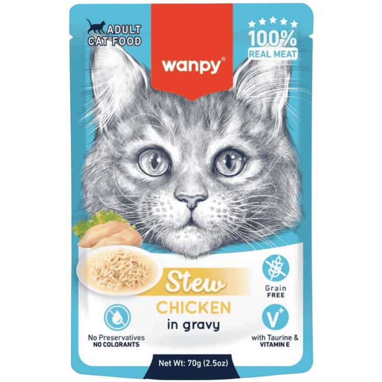 Пауч с пилешко месо в сос 70 гр WANPY Adult Pouch Stew in Gravy Chicken