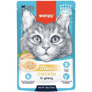 Пауч с пилешко месо в сос 70 гр WANPY Adult Pouch Stew in Gravy Chicken