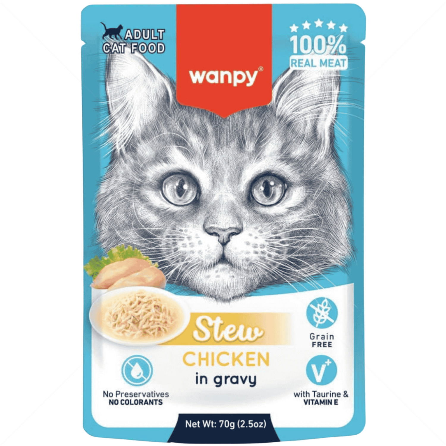 Пауч с пилешко месо в сос 70 гр WANPY Adult Pouch Stew in Gravy Chicken