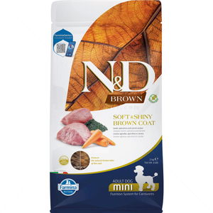 Храна за кучета с кафява козина 5 кг N&D Brown Dog Spirulina Adult Mini, Lamb and carrot