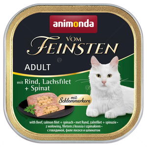 Пастет с гурме сърцевина за котки 100 гр VOM FEINSTEN Adult Beef, salmon filet and spinach