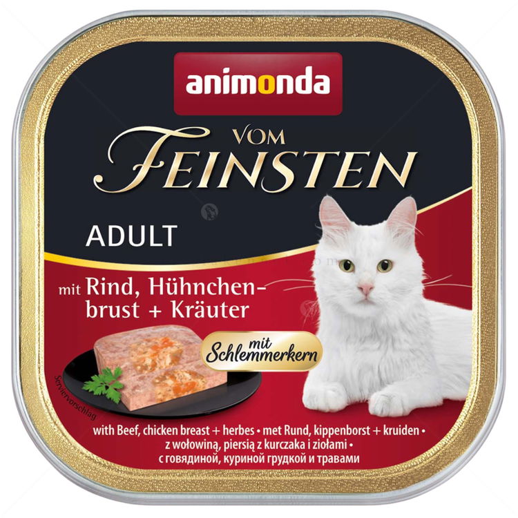Пастет с гурме сърцевина за котки 100 гр VOM FEINSTEN Adult Beef, chicken breast and herbs