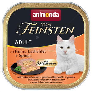 Пастет с гурме сърцевина за котки 100 гр VOM FEINSTEN Adult Chicken, salmon filet and spinach