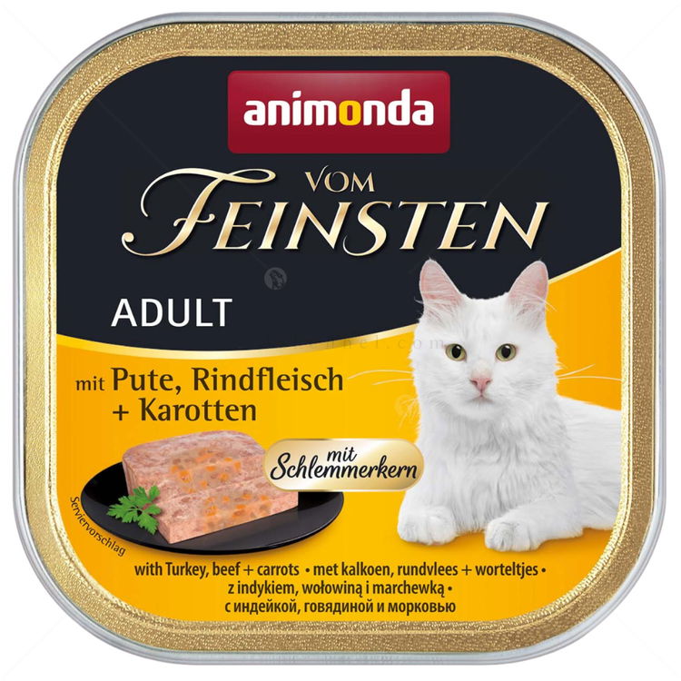 Пастет с гурме сърцевина за котки 100 гр VOM FEINSTEN Adult Turkey, beef and carrots