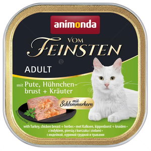 Пастет с гурме сърцевина за котки 100 гр -  VOM FEINSTEN Adult Turkey, chicken breast and herbs