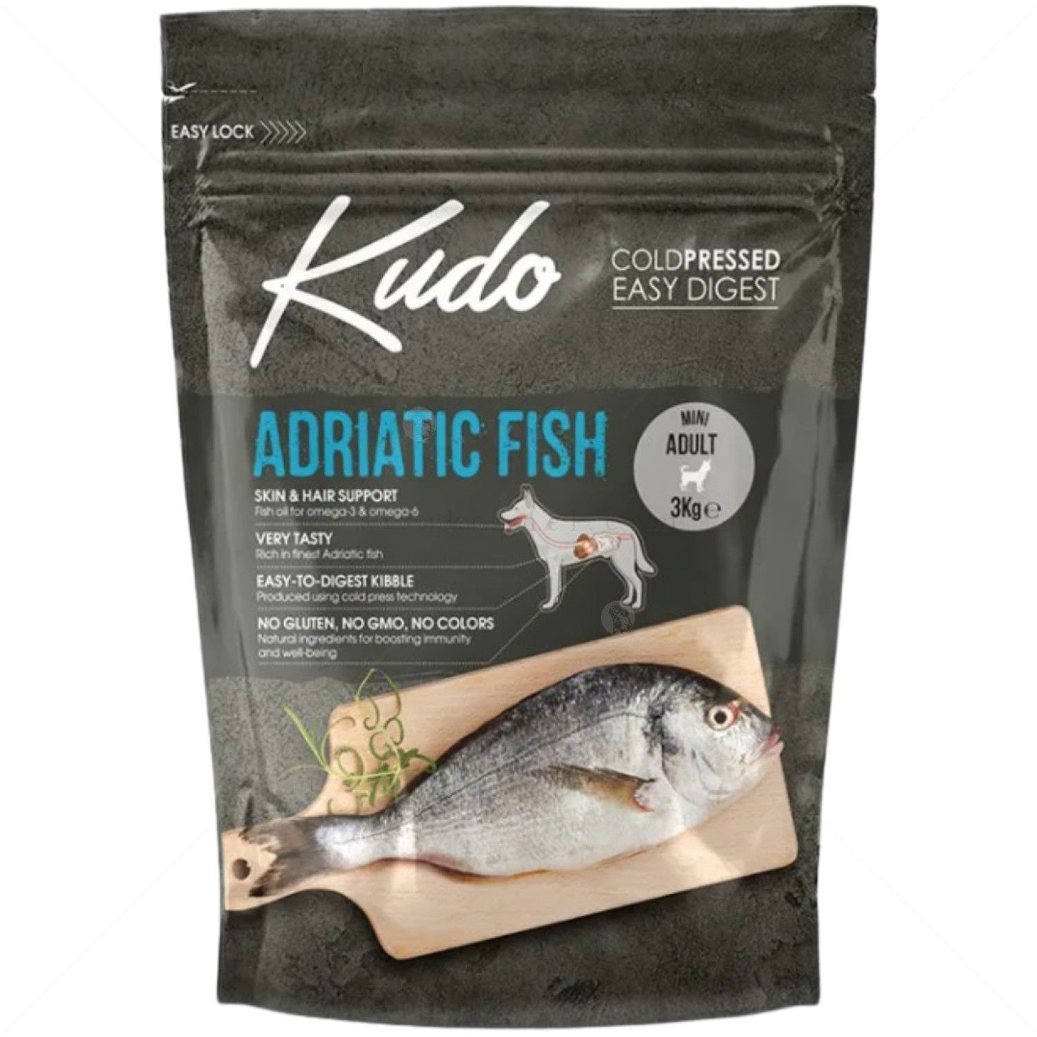 KUDO Low Grain Mini Adult 3 кг Adriatic fish - студено пресована суха храна