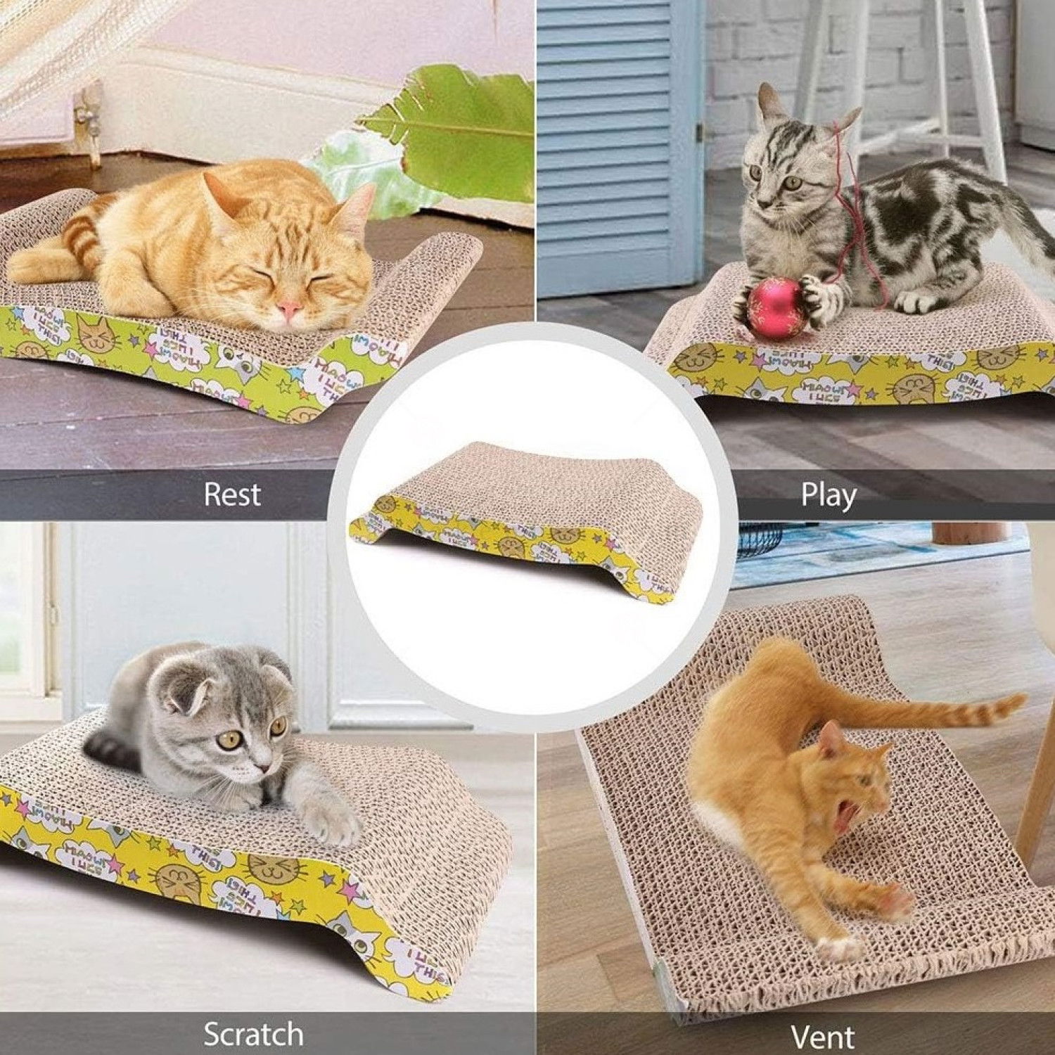 Драскало от картон с котешка билка AMAZONIA, жълто