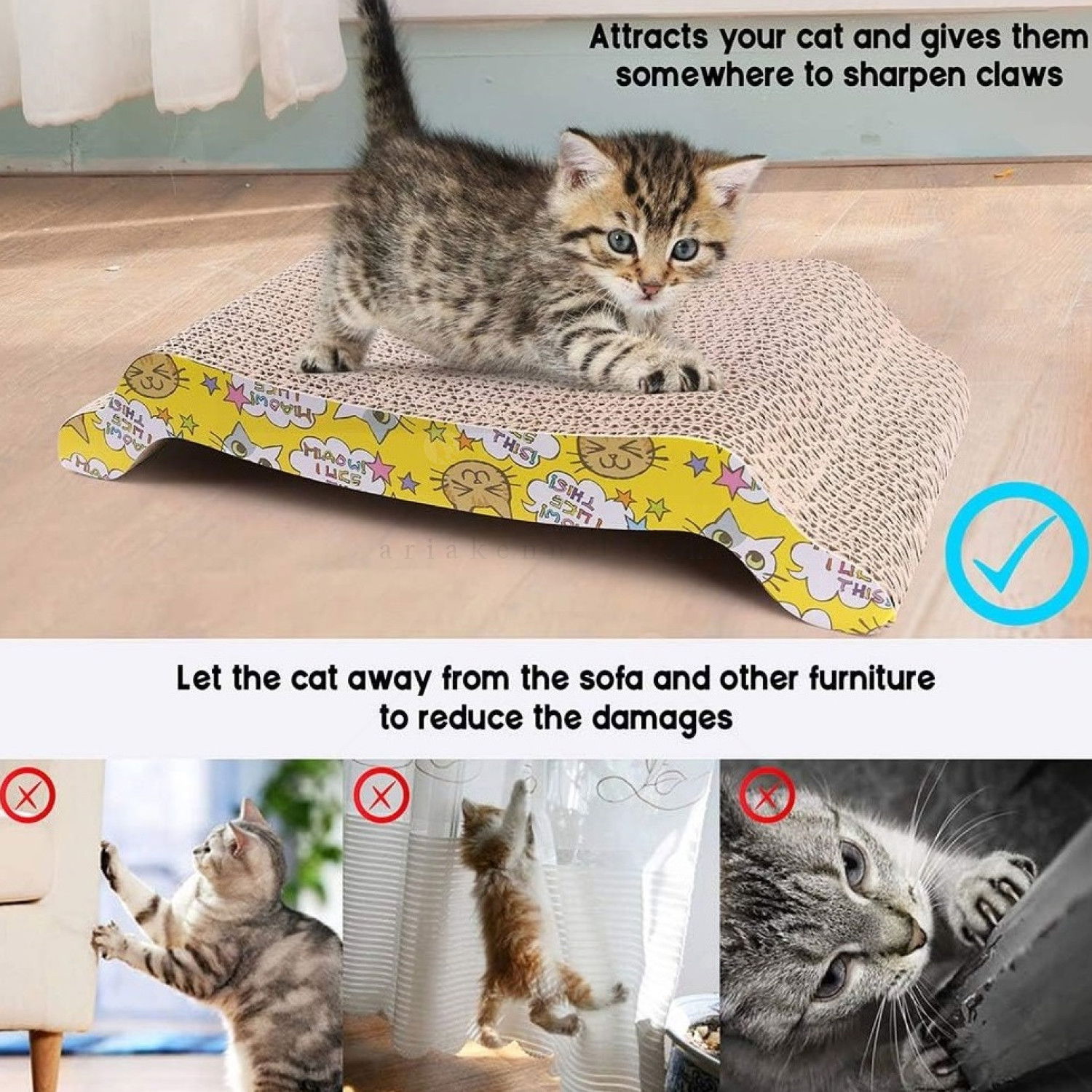 Драскало от картон с котешка билка AMAZONIA, жълто