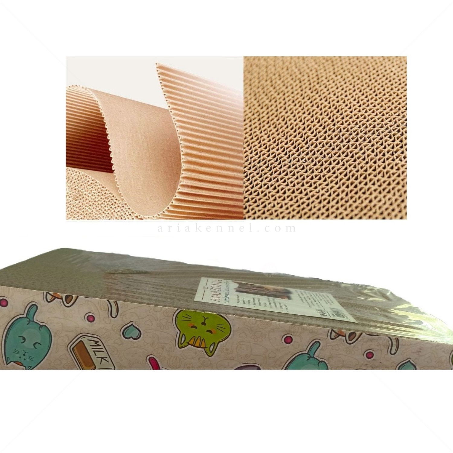 Драскало от картон "Рампа" с котешка билка, AMAZONIA, бежово