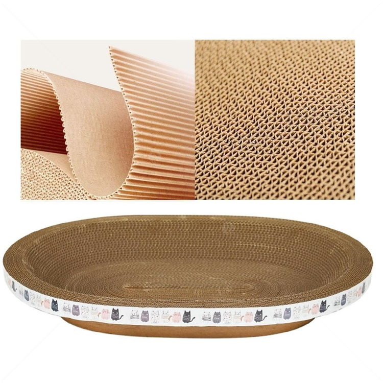 Овално драскало от картон "Легло" с котешка билка AMAZONIA, различни десени