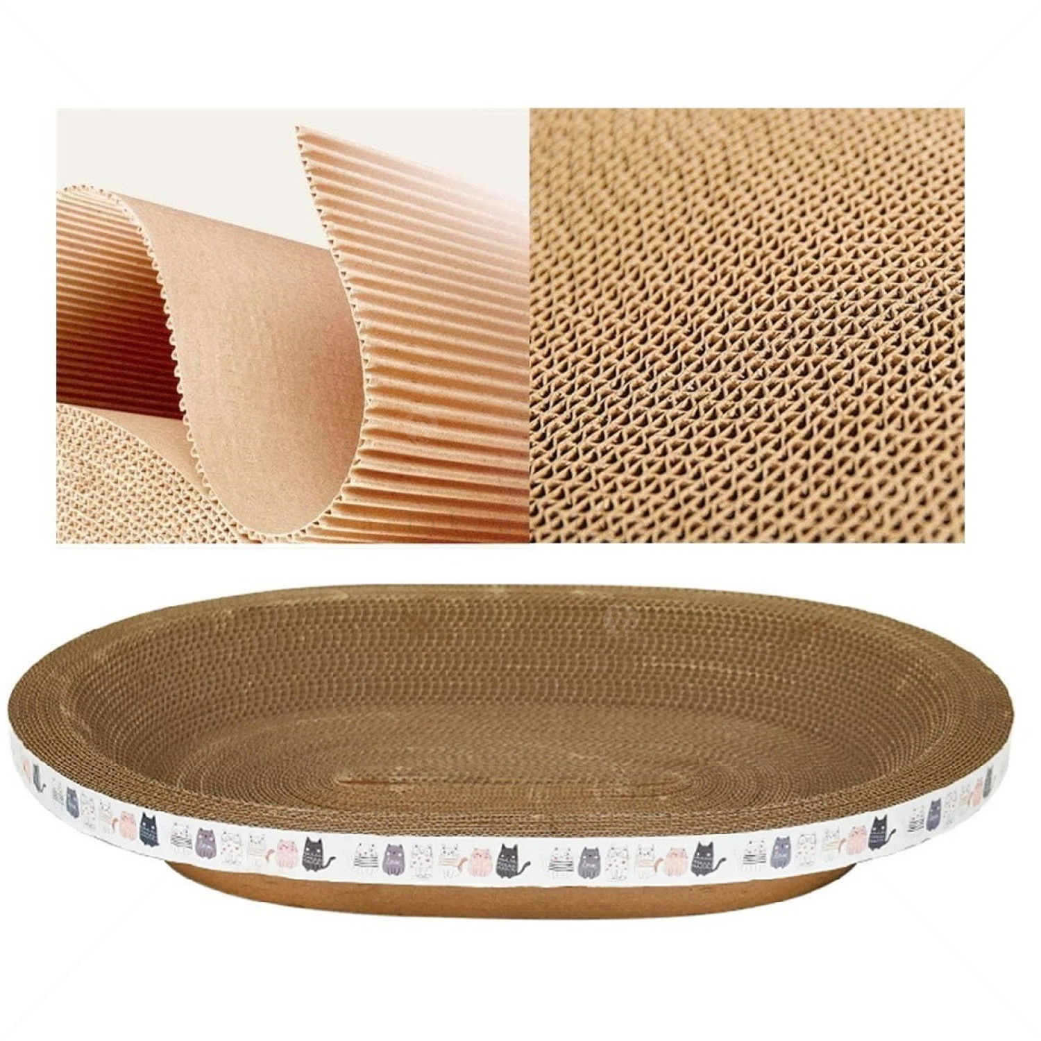 Овално драскало от картон "Легло" с котешка билка AMAZONIA, различни десени