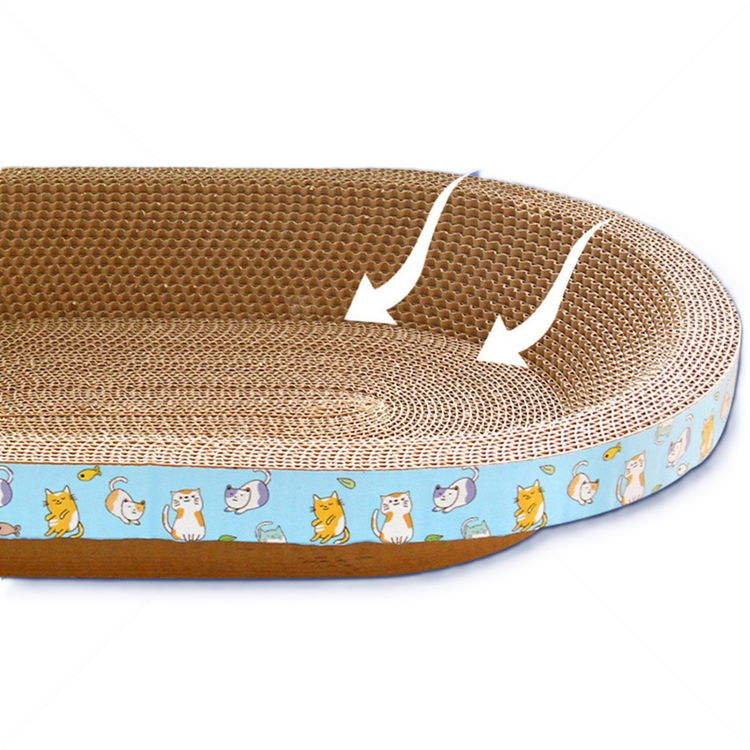 Овално драскало от картон "Легло" с котешка билка AMAZONIA, различни десени