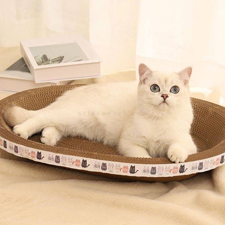 Овално драскало от картон "Легло" с котешка билка AMAZONIA, различни десени