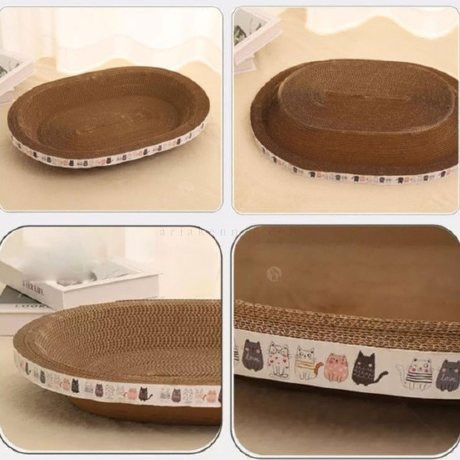 Овално драскало от картон "Легло" с котешка билка AMAZONIA, различни десени