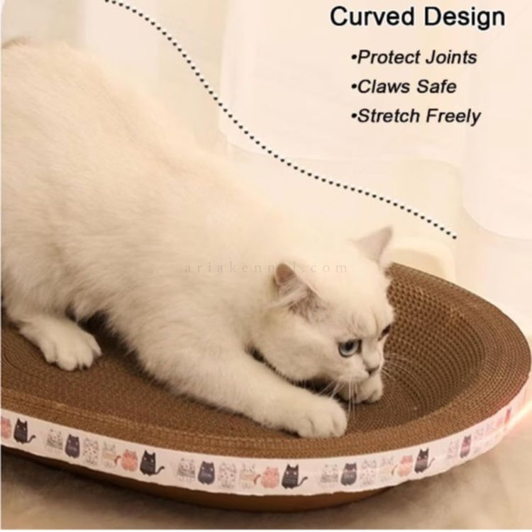 Овално драскало от картон "Легло" с котешка билка AMAZONIA, различни десени