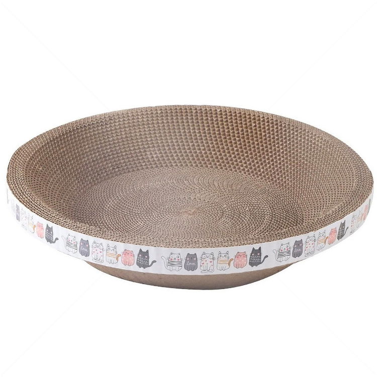 Кръгло драскало от картон "Легло" AMAZONIA, размер S, бяло