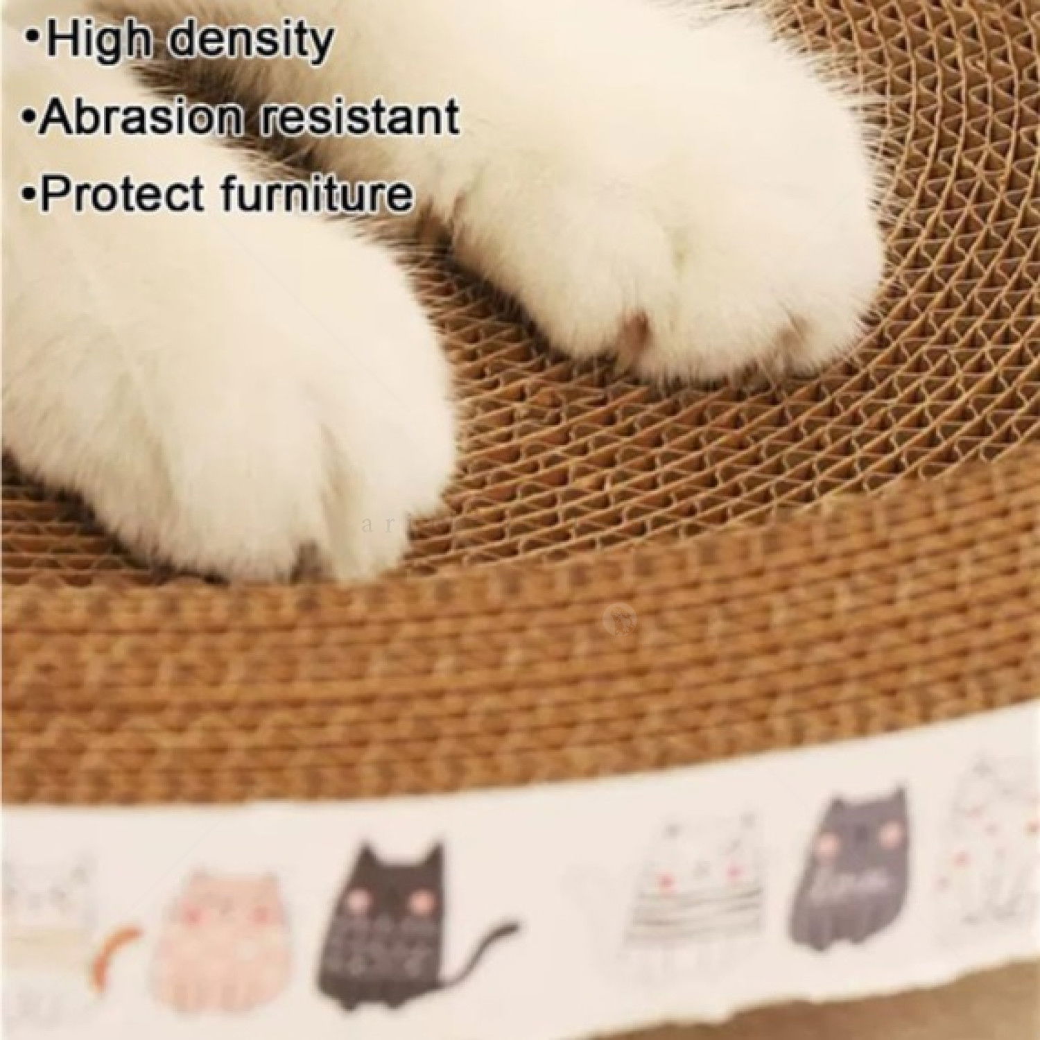 Кръгло драскало от картон "Легло" AMAZONIA, размер M, бяло