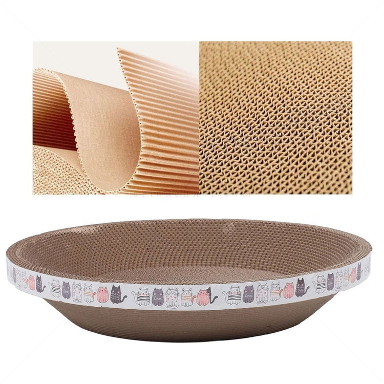 Кръгло драскало от картон "Легло" AMAZONIA, размер M, бяло